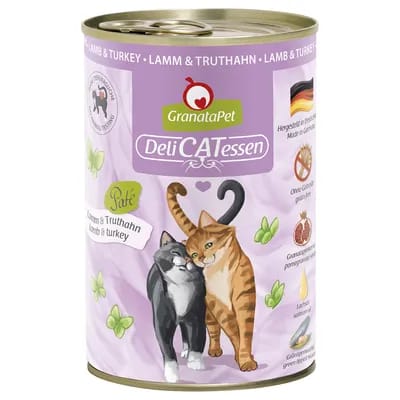 24x400g GranataPet DeliCatessen agneau, dinde - Pâtée pour chat