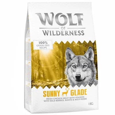 5x1kg Cerf Poulet Sans céréales Croquettes chien Wolf of Wilderness Sunny Glade