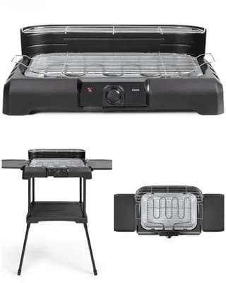 Barbecue Electrique 2200W sur Pieds ou de Table Noir et rouge Acier et chrome 2200W