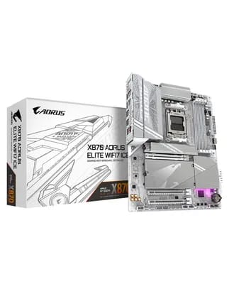 GIGABYTE Carte mère X870 A ELITE WF7 ICE - Prend en charge les processeurs AMD Ryzen 9000, VRM numérique 16+2+2 phases, jusqu'à