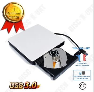 Lecteur Blu-ray externe USB3.0, nouveau graveur de DVD Lingwen universel pour ordinateur portable de bureau