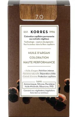 Coloration permanente huile d’argan - Blond 7.0                                - Korres