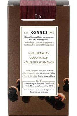 Coloration permanente huile d’argan - Châtain clair magenta 5.6                                - Korres