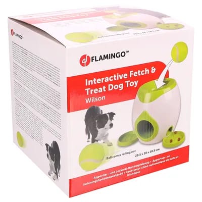 Jouet interactif Flamingo Fetch & Treat - balle de tennis incluse