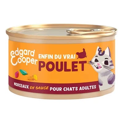 12x85g Edgard & Cooper Adult Morceaux en sauce sans céréales poulet - Pâtée pour chat