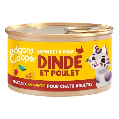 85g Edgard & Cooper Adult Morceaux en sauce sans céréales dinde, poulet - Pâtée pour chat