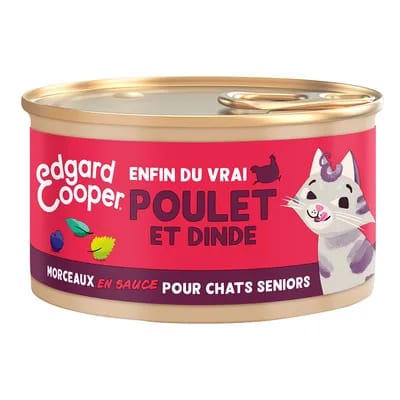 85g Edgard & Cooper Senior Morceaux en sauce sans céréales poulet, dinde - Pâtée pour chat