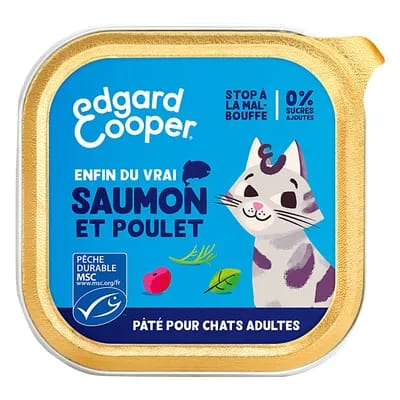 85g Edgard & Cooper Adult Pâté sans céréales saumon, poulet - Pâtée pour chat