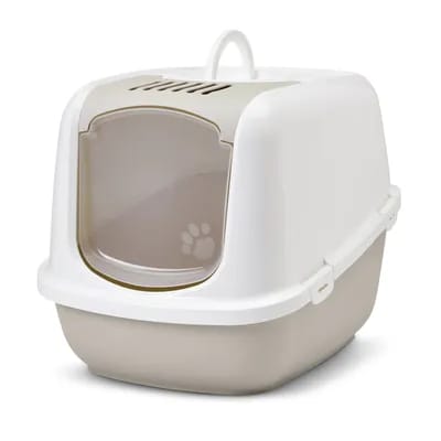 Savic Nestor XXL Maison de toilette moka / blanc pour chat - Maison de toilette pour chat