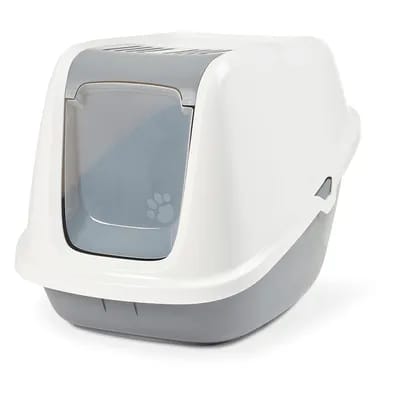 Maison de toilette Savic Nestor Giant pour chat - blanc / gris froid