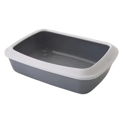 Bac à litière avec rebord Savic Iriz 42 cm gris clair / blanc - pour chat