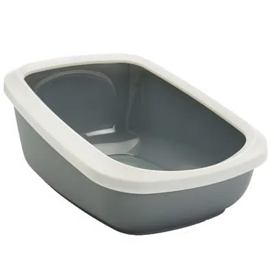 Bac à litière à haut rebord gris clair / blanc Savic Aseo XXL pour chat