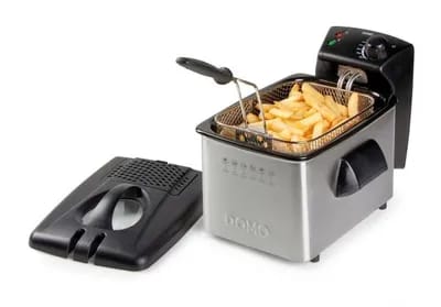 Domo - Do464fr - Friteuse Inox - Capacité 3 Litres - 2000w - Panier Extra Large - Hublot Et Filtre Anti-Odeurs !