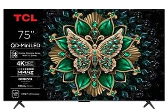 4K QD-Mini 144Hz 75C69K 191 cm avec GOOGLE et système sonore Onkyo x Dolby Atmos 2.1