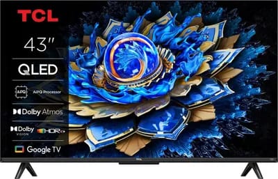 TCL 43T69C 43" (109 cm) QLED, Direct LED TV, 4K HDR TV, Smart Google TV (Dolby Vision & Atmos, Game Master, Motion Clarity, Compatible Google Assistant & Alexa)
