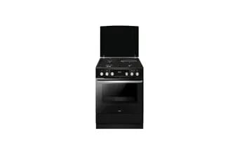 CUISINIERE 60 x 60 cm - 3 foyers gaz + 1 electrique, NOIR MAT