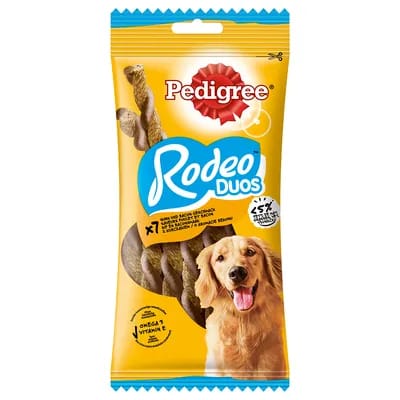 Pedigree Rodeo Duos pour chien  - poulet, bacon (10 x 7 friandises)