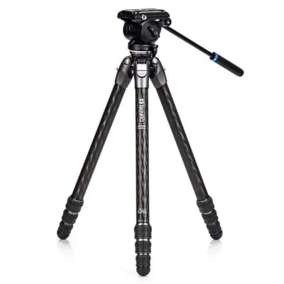 Trépied Benro Tortoise Carbon avec tête vidéo S4PRO, base de nivellement 34C