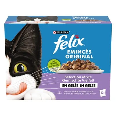 Felix Émincés Original en gelée 12 x 85 g pour chat - sélection mixte