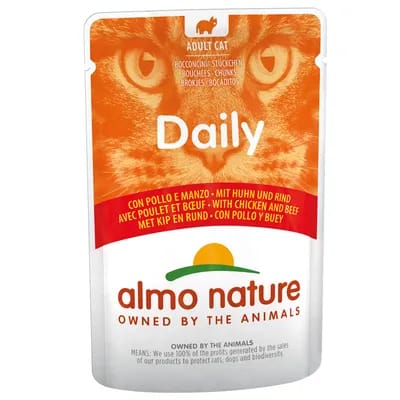 24x70g Daily Menu Almo Nature Boîtes pour chat au Poulet/boeuf