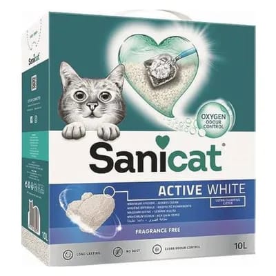 2x10L Litière Sanicat Active White - pour chat