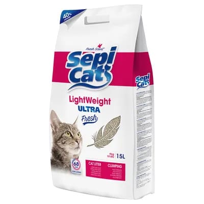 Litière Sepicat LightWeight Ultra Fresh pour chat - 2 x 15 l