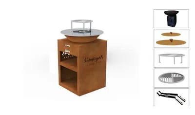 Pack complet Brasero Corten Saturn High L - 60cm - Plaque acier rectifié