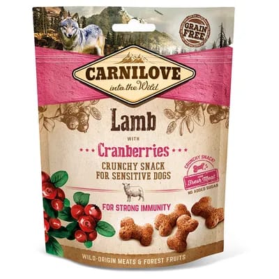 Friandises Carnilove Crunchy agneau, cranberries pour chien  - 200 g