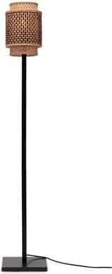 Lampadaire bambou BHUTAN abat-jour bambou naturel/noir base naturelle GOOD&MOJO Ø25 x 20 cm, h. 150cm