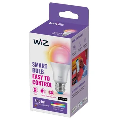 WiZ A60 ampoule LED mate WiFi E27 8,5 W RGBW