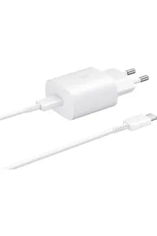 Chargeur pour téléphone mobile Samsung CHARGEUR SECTEUR SECTEUR 25W + CABLE USB-C BLANC