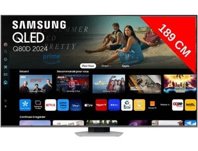 Samsung - TV QLED TQ75Q80D 4K AI Smart TV 2024 - Multicolore