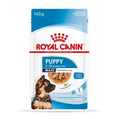 10x140g Royal Canin Maxi Puppy en sauce - Pâtée pour chiot