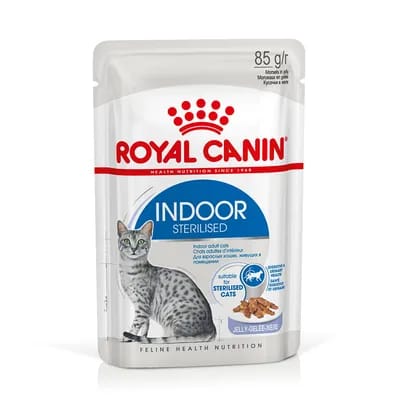 12x85g Indoor Sterilised en gelée Royal Canin - Sachet pour chat