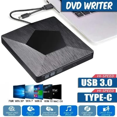 Lecteur DVD externe USB /Type C Lecteur CD ROM Lecteur CD-RW Graveur Graveur Lecteur Enregistreur Portable pour Ordinateur Portable Windows r30,KLJ63