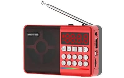 Enceinte Bluetooth Rouge Lumineuse Portable Puissante Avec Radio FM et Batterie