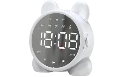 Mini Enceinte Bluetooth Miroir Horloge Carte avec Radio FM et Alarme Lumièree Bl