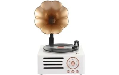 Mini Enceinte Bluetooth Rétro Vinyle Multifonction Sans Fil Lecture SD AUX FM Bl