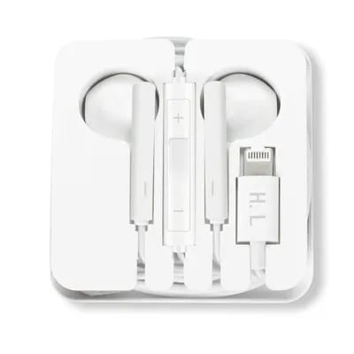 Écouteurs Iphone Lightning Filaires Kit Mains Libres Télécommande Micro Blanc